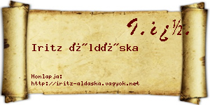 Iritz Áldáska névjegykártya